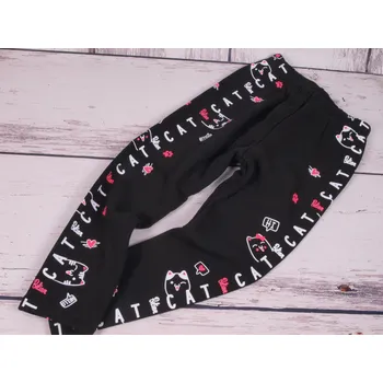 Dívčí TERMO legíny tepláky elasťáky Sezon černé s kočkami teplé velikost oblečení - děti: 128