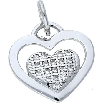 Přívěsek Goldstore Stříbrný přívěs se zirkony srdce Varianta: stříbrný přívěs