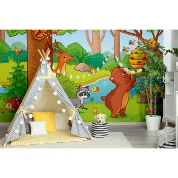 Tapeta Malvis ® Dětská tapeta Zvířátka v lese Vel. (šířka x výška): 288 x 200 cm