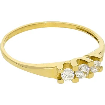 Prsten Goldstore Zlatý prsten tři bílé zirkony Velikost: 53, Váha: 1.55 g