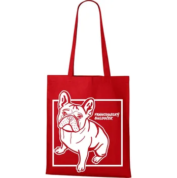 Plátěná taška Francouzský buldoček, Barva Červená, Velikost 40×45 cm, Canvas Nákupní taška Bezvatriko.cz 1046