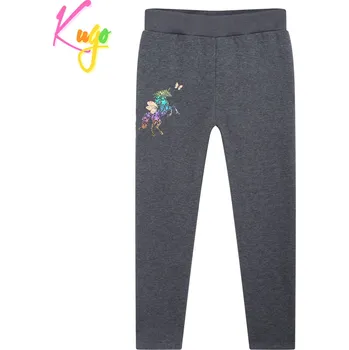 Dívčí legíny Dívčí legíny s aplikací, zateplené - KUGO WL0912, šedá Barva: Šedá, Velikost: 164