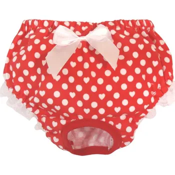 Obleček pro psa HARA kalhotky s růžovými puntíky a krajkou M 30/35cm