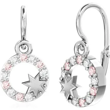 Náušnice Couple, Hvězdné dětské náušnice Evie v bílém zlatě s růžovými zirkony, 585-66-3-0366.1B00.0.00.208.14