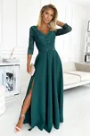 Elegantní zelené krajkové dlouhé šaty s výstřihem ELISA 309-5 Velikost: XL