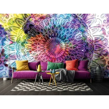 Tapeta Malvis ® Tapeta Mandala duhová Vel. (šířka x výška): 288 x 200 cm