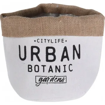 Obal na květináč H&L Textilní květináč Juta 17cm, bílý