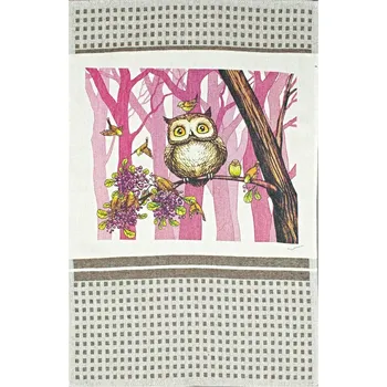 Utěrka Snový svět Soví léto - lněná utěrka