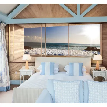 Tapeta Malvis ® 3D Tapeta Výhled dřevěného tunelu na moře Vel. (šířka x výška): 144 x 105 cm