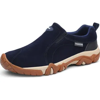 Pánské mokasíny Nazouvací pánské boty trekové pravá kůže Barva: Modrá, Velikost: 45