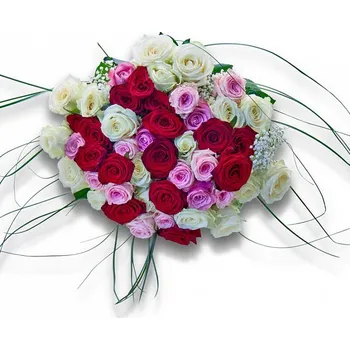 Svatební dekorace Květiny Expres Kytice Nevěsta 49 pestrobarevných růží