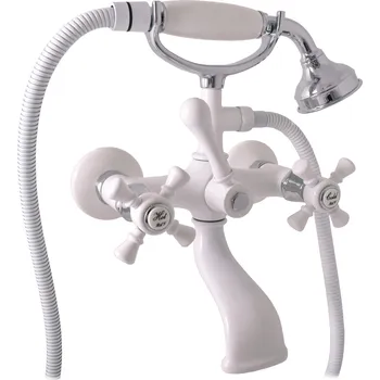 Vodovodní baterie Vodovodní baterie vanová MORAVA RETRO, Barva: bílá lesklá/chrom, Rozměr: 150 mm