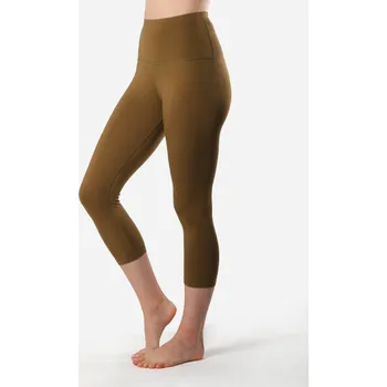Tříčtvrteční bambusové legíny na jógu Sita Khaki - M