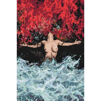 Malování podle čísel - Žena, oheň a voda Velikost: 40x60cm, Rámování: Pouze srolované plátno