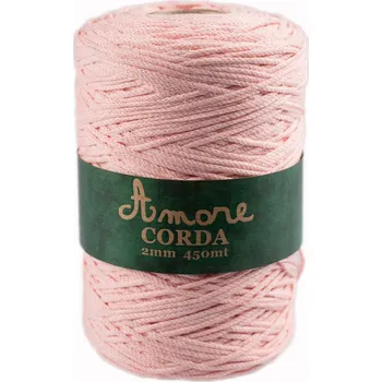 Příze Borgo de Pazzi Amore CORDA 2mm Baby růžová 410 (Špagátová příze Amore CORDA 2mm 410)