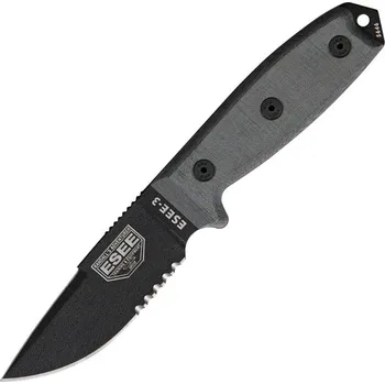 lovecký nůž ESEE Serrated TopEdge Black Model 3 Sheath Coyote Brown