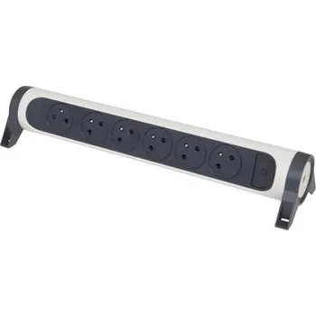 Elektrická vidlice Šestizásuvka bez kabelu s vypínačem Legrand 49468 bílá/tmavě šedá