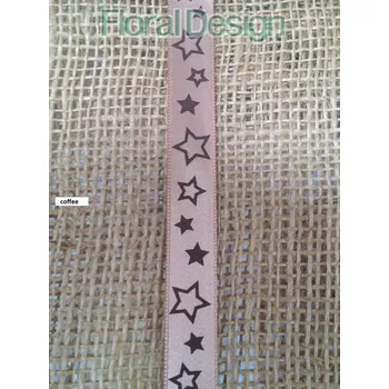 Stuha Stuha hvězdičky s drátkem 15mm x 20m hnědá