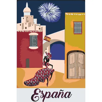 Malování podle čísel - Cestování Španělskem 2 Velikost: 40x60cm, Rámování: Pouze srolované plátno