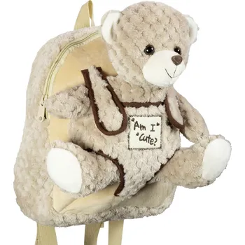 MONOPOL Batoh Plush Backpack "Am I Cute?" Beige