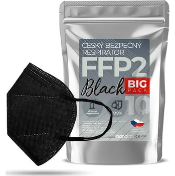 respirátor Nanolab® 10 x Český bezpečný respirátor FFP2 černý
