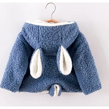 Kojenecká bunda Vlněný kabátek s králičími oušky a ocáskem Barva: modrá, Velikost: 100 (3T)