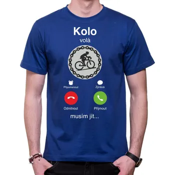 Pánské tričko Cyklo tričko - Kolo volá, musím jít... Phone, Barva látky tyrkysová modrá, Střih Pánsky/UNISEX, Velikost XXL