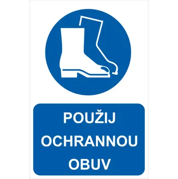 Značení Použij ochrannou obuv ISO 7010 plast 0,5 mm A4 (297 x 210 mm)