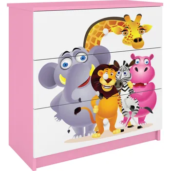 Komoda Komoda Babydreams 80 cm ZOO růžová