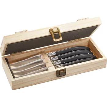 Kuchyňský nůž Sada nožů na steaky BASCO, 4 kusy v elegantní krabičce z borovicového dře - GEFU (Sada steakových nožů 4 ks v dřevěném boxu BASCO - GEFU)