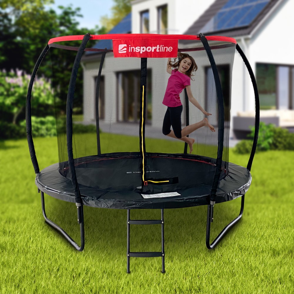 inSPORTline Trampolína s ochrannou sítí a schůdky Flea PRO 244 cm