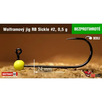 Rybářský háček Bezprotihrotý wolframový jig RedBass Sickle vel. 2 - 24 mm - #2 - 0,5 g, Fluo, 5 ks