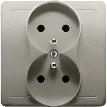 Elektrická zásuvka SIMON BMGZ2/29 dvojitá kolíková zásuvka s uzemněním saténová
