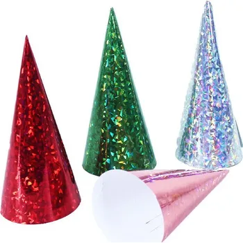 Party dekorace Klobouk papírový hologram 4 ks v sáčku