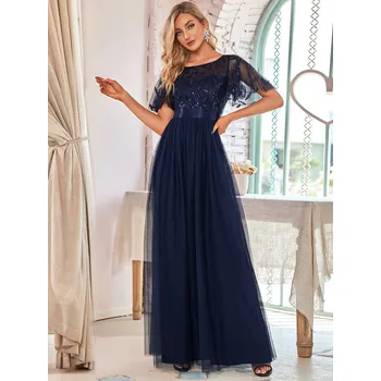 Dámské šaty Ever Pretty plesové šaty modré 0904 Velikost: 5XL / 50 / 18 / 22