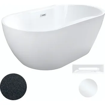 Vana Besco Akrylátová volně stojící vana Navia Glam G 140x75 (150x80, 160x80) Barva: Bílá/grafit, Rozměry (cm): 140x75, Typ a barva výpustě: Click-Clack s přepadem, bílá
