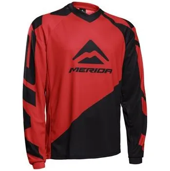 cyklistický dres MERIDA Dres pánský FREERIDE dlouhý rukáv červeno/černý L