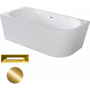 Vana Besco Akrylátová volně stojící rohová vana Zoya 150x75 (170x80) bílá Rozměry (cm): 150x75, Typ a barva výpustě: Click-Clack s přepadem, zlatá, Orientace: Levá