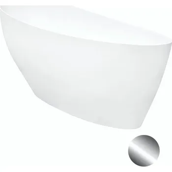 Vana Besco Volně stojící vana z litého mramoru Keya 165x70 Barva: Bílá, Rozměry (cm): 163,5x70,5, Typ a barva výpustě: Click-Clack s horním čištěním, chrom