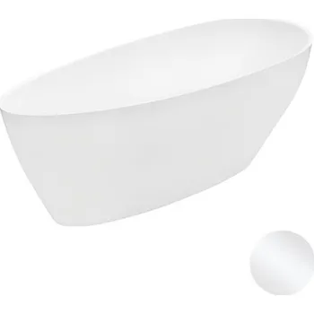 Besco Volně stojící vana z litého mramoru Goya 140x62 (160x70, 170x72) Barva: Bílá, Rozměry (cm): 140,5x62,5, Typ a barva výpustě: Click-Clack s horním čištěním, bílá