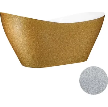 Vana Besco Volně stojící vana z litého mramoru Viya Glam 160x70 (170x71) Barva: Bílá/stříbrná, Rozměry (cm): 158x70,5