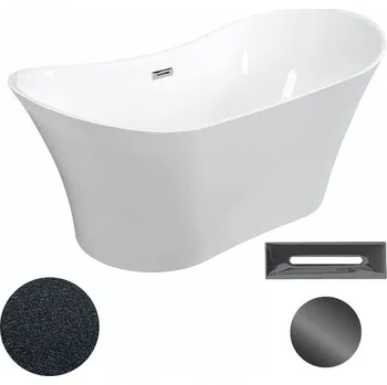 Vana Besco Akrylátová volně stojící vana Amber Glam G 170x80 Barva: Bílá/grafit, Rozměry (cm): 170x80, Typ a barva výpustě: Click-Clack s přepadem, grafit