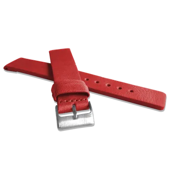 Řemínek na hodinky LAVVU Červený hladký řemínek PLAIN z luxusní kůže Top Grain - 16 LSCUR16
