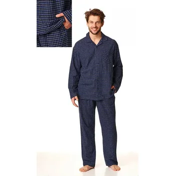 Pánské pyžamo Pyžamo Key dlouhé propínací MNS 429 nadměrné Velikost: 4XL, Vzor: 429