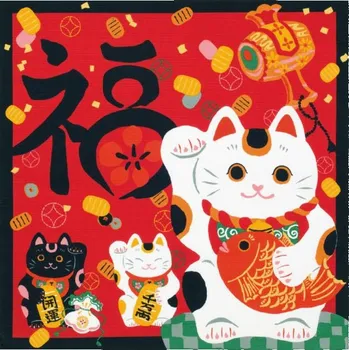 Šátek Japonský šátek Furoshiki 50 x 50 Maneki Neko