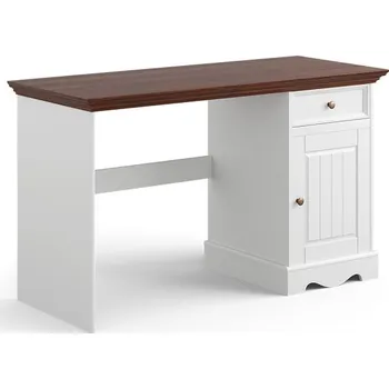 Psací stůl Psací stůl BELLUNO Elegante (single) z masivu bílý-ořech