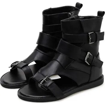 Dámské kozačky Boty s holou špičkou a pásky GoodDayGirl Fashion Barva: Černá, Velikost: 39