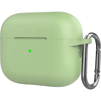 Pouzdro na mobilní telefon Silikonový ochranný obal s karabinou pro AirPods Pro 2 s Lightning konektorem - zelený