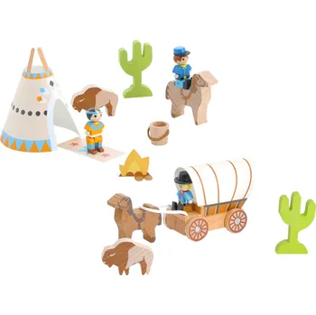 ostatní stavebnice Jeujura Dřevěné figurky ke stavebnicím Divoký západ 12 dílů