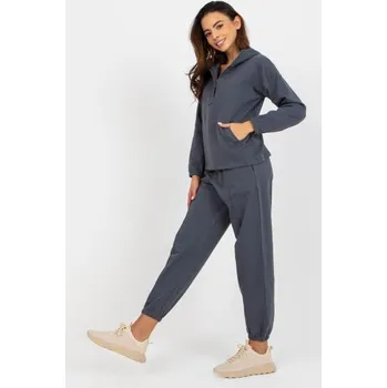 Dámské noční prádlo Dámské pyžamo s kapucí bavlněné CANDIS v grafitové barvě